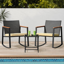 3-teiliges Rattan Gartenmöbel-Set für Balkon und Terrasse