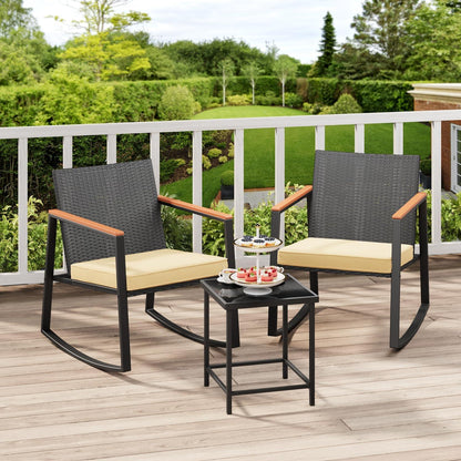 Bealife 3-teiliges Gartenmöbel-Set Rattan Außenbereich Terrasse Beige