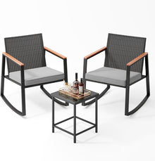 3-teiliges Rattan Gartenmöbel-Set für den Außenbereich Grau
