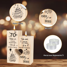 70. Geburtstag Kerzenständer Holz Personalisiert 1955-2025