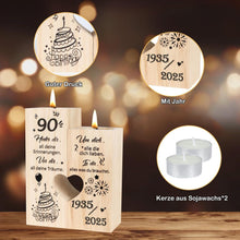 Kerzenhalter Holz Herzform 90. Geburtstag Deko