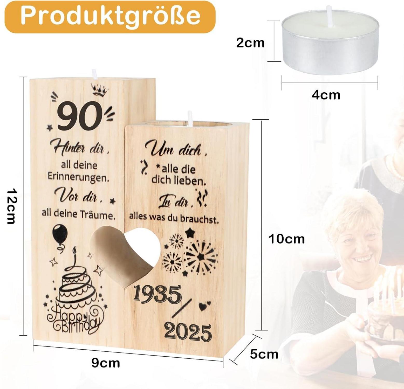 Deko Kerzenständer Holz Personalisiert 90 Geburtstag Geschenk