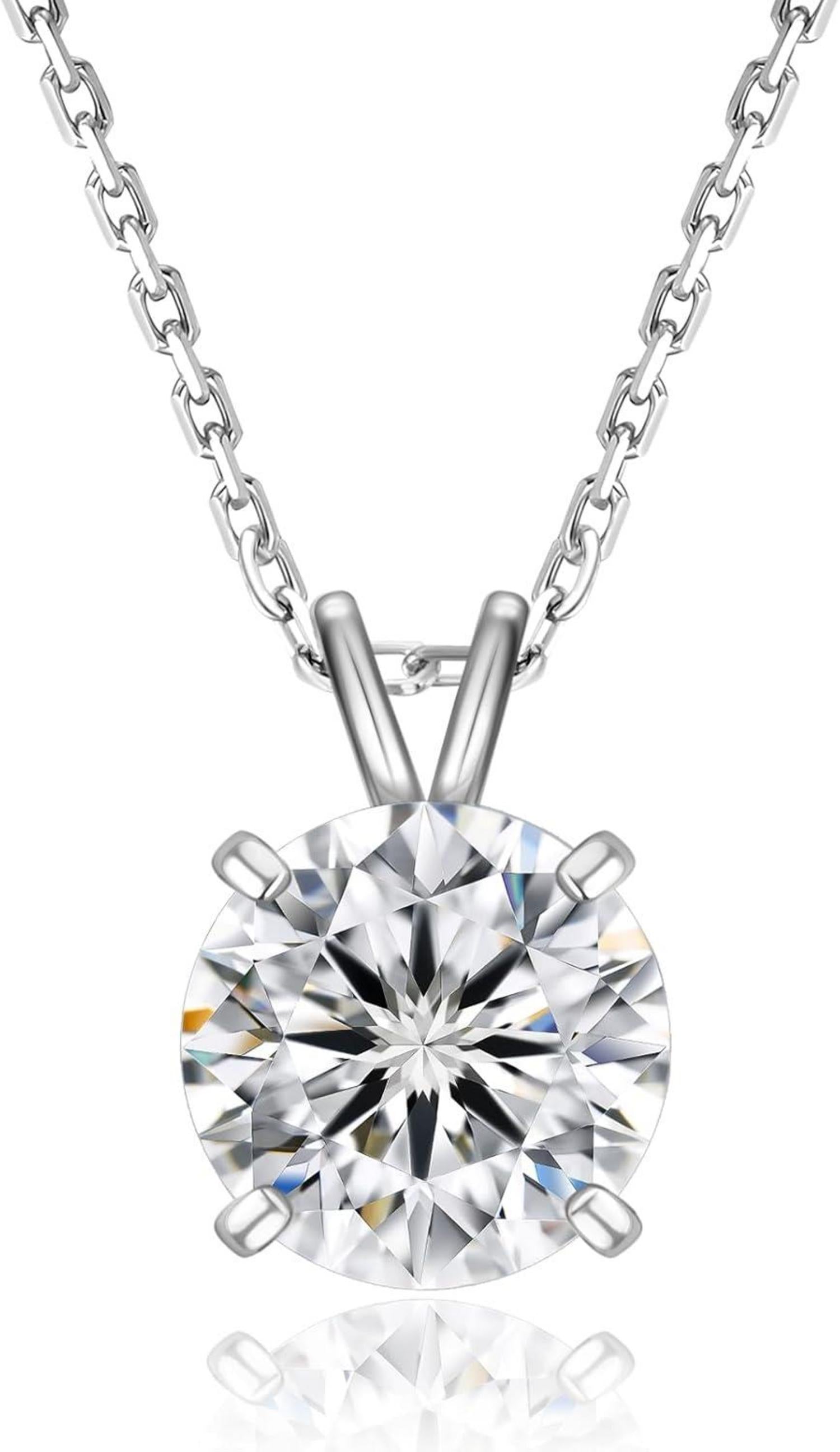 Moissanite Anhänger Kette 925 Silber Solitär Halo Diamant Damen VVS1