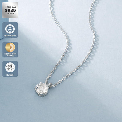 KRKC&CO Moissanite Anhänger Kette 925 Silber 0.5 ct D VVS1 4-Krappen