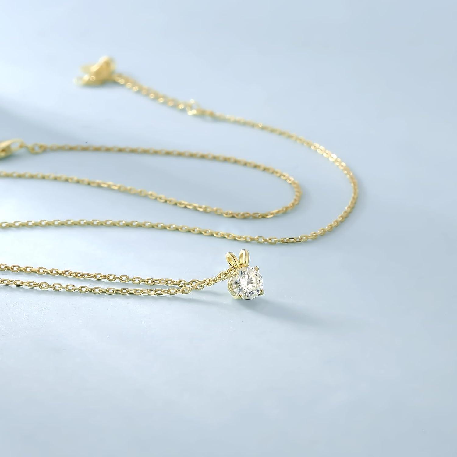 Moissanit Anhänger Kette 925 Silber 0.5 Ct Damen VVS1 D Farbe