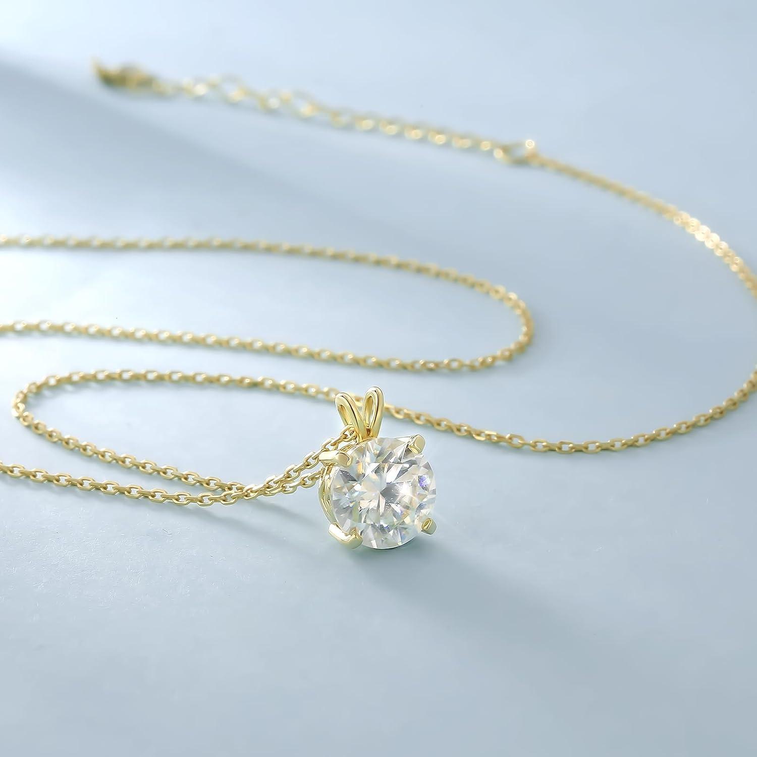 Moissanite Anhänger Kette Silber 925 rund Solitär Diamant 3 Karat Gold