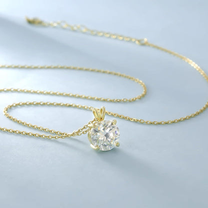 Moissanite Anhänger Kette Silber 925 rund Solitär Diamant 3 Karat Gold