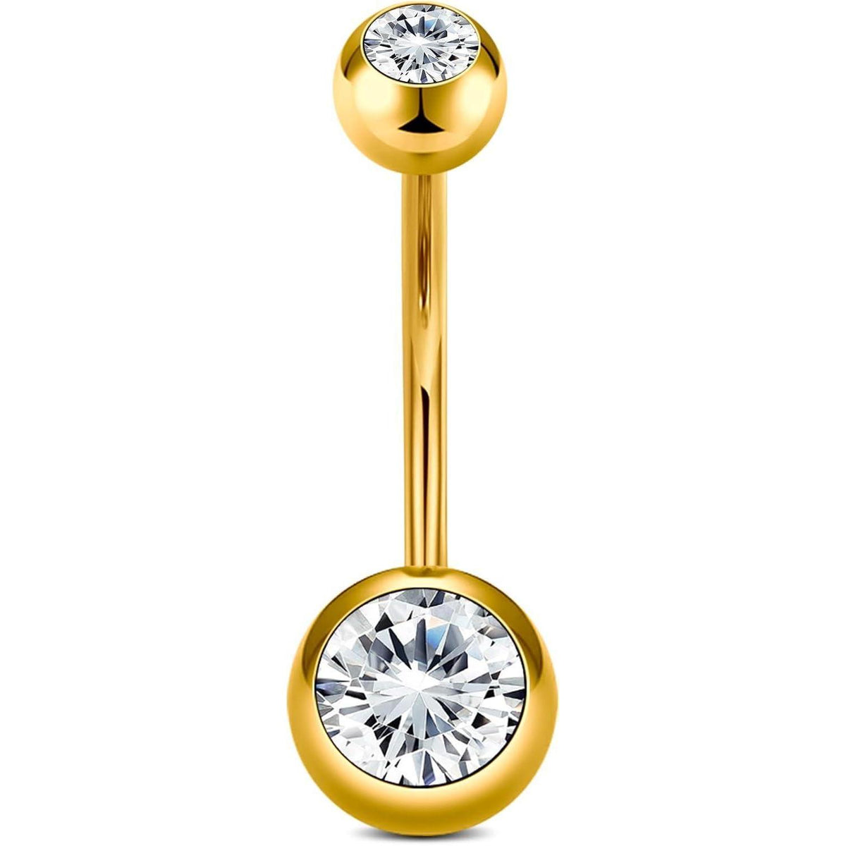 Bauchnabelpiercing Titan 14G mit Zirkonia, 6-14mm Länge