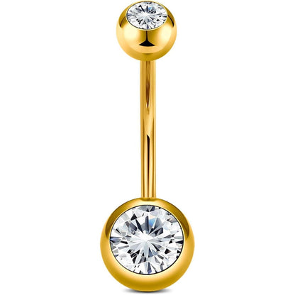 Bauchnabelpiercing Titan 14G mit Zirkonia, 6-14mm Länge