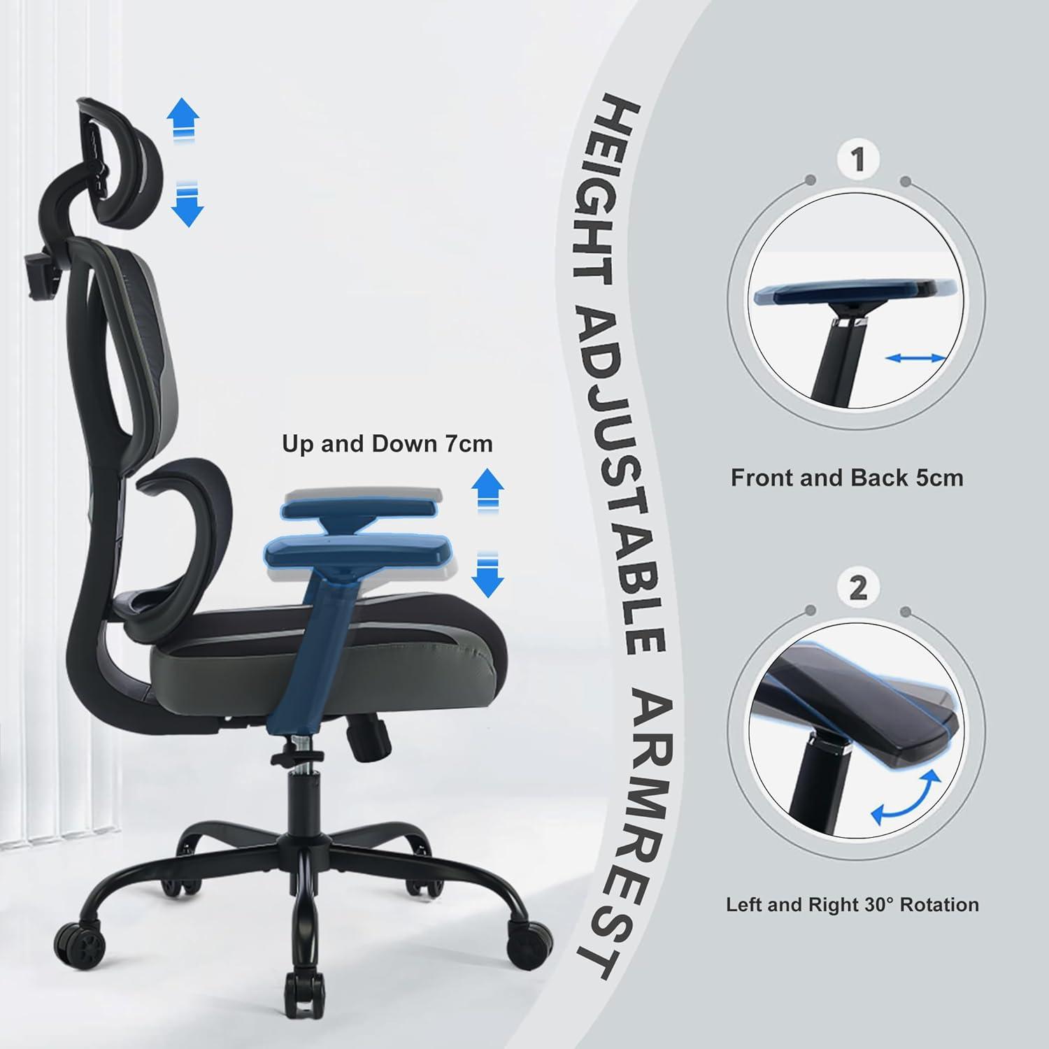 Ergonomischer Bürostuhl mit verstellbarer Lendenwirbelstütze und
