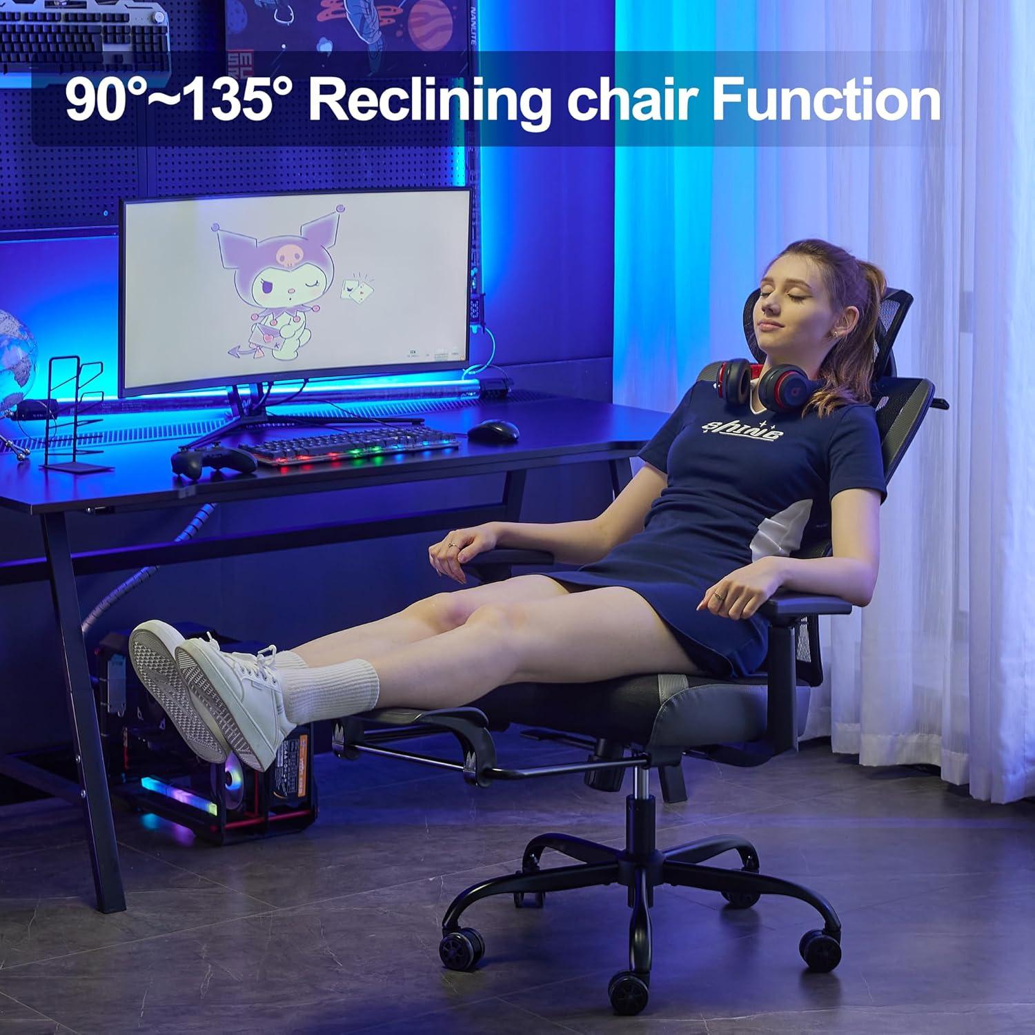 Ergonomischer Bürostuhl mit verstellbarer Lendenwirbelstütze und 3D-Armlehnen