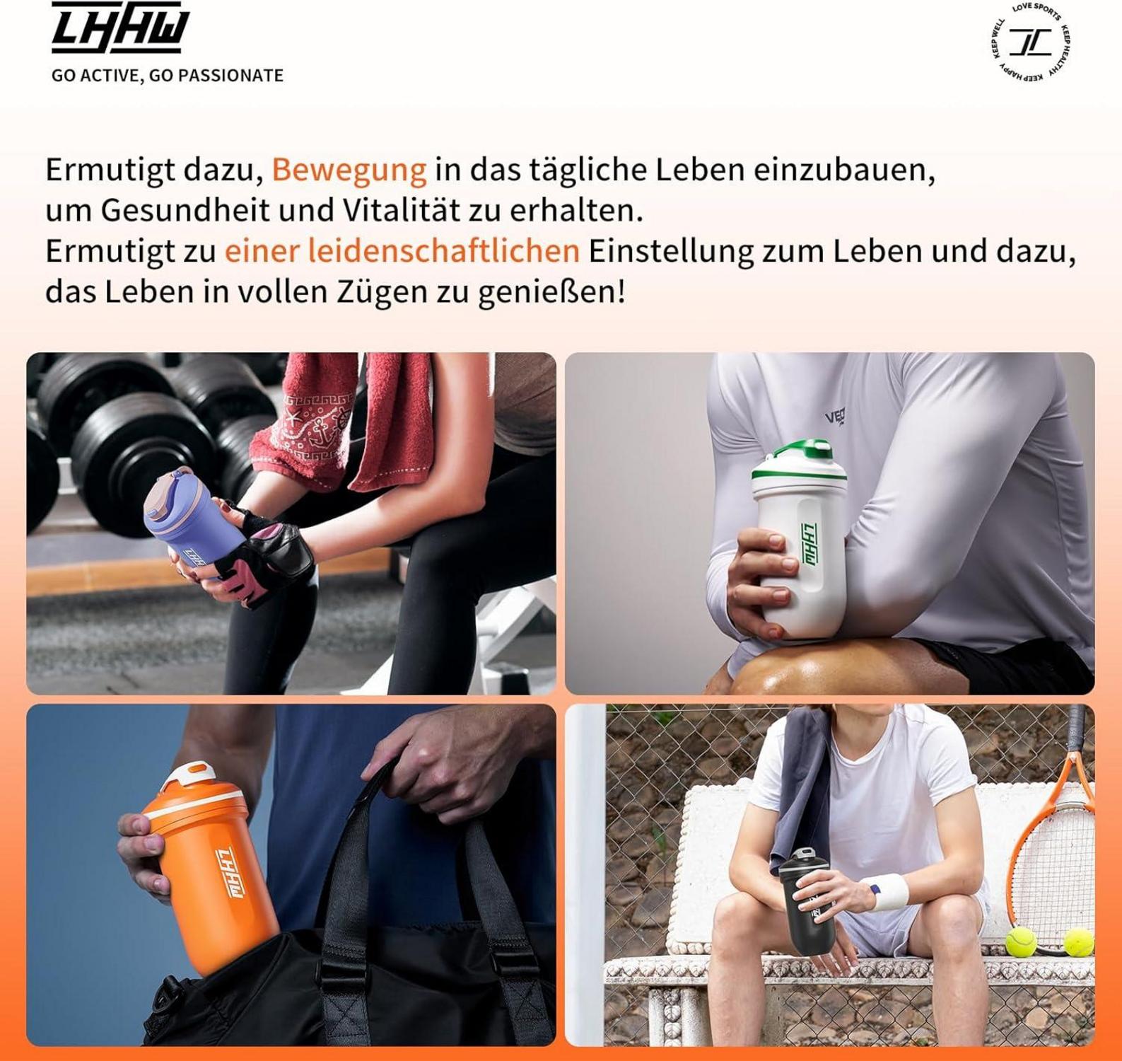 Protein Shaker edelstahl 500ml BPA-frei auslaufsicher