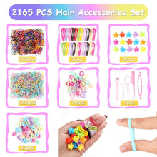 2165 Stück Multicolor Haargummis Mädchen Set mit Zubehör