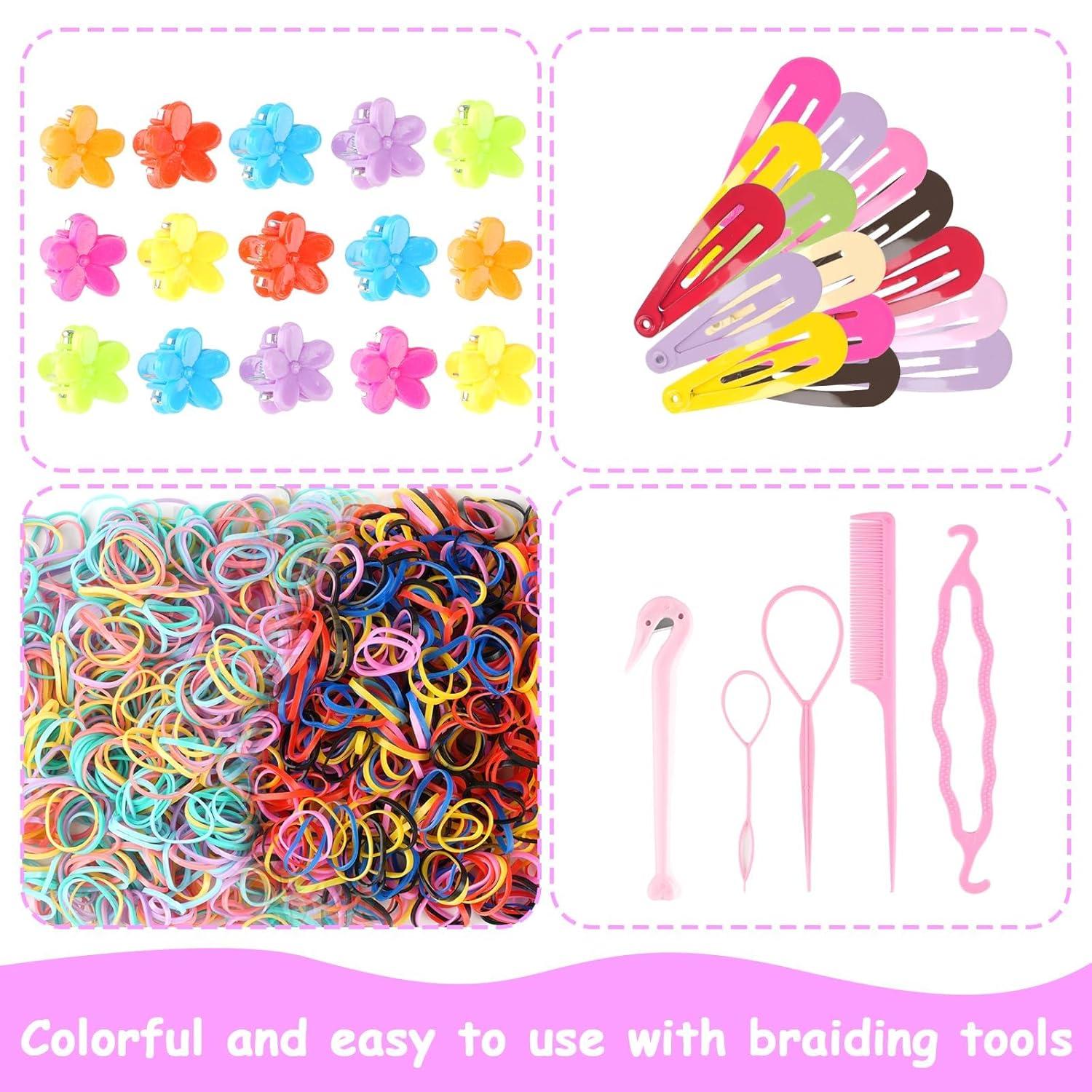 2165 Stück Mädchen Haargummis Set Multicolor Kinder Haarschmuck Flechtwerkzeug