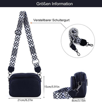 Damen Crossbody Umhängetasche Echtes Leder Breiter Schultergurt 3
