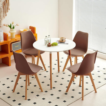 8 Esszimmerstühle skandinavisches Design, Buche in Lederoptik