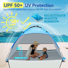 Strandmuschel UV Schutz UPF 50+ für 3-4 Personen Strandzelt