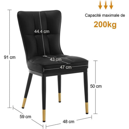 Esszimmerstühle Set 2x Kunstleder, Bequem & Modern Schwarz