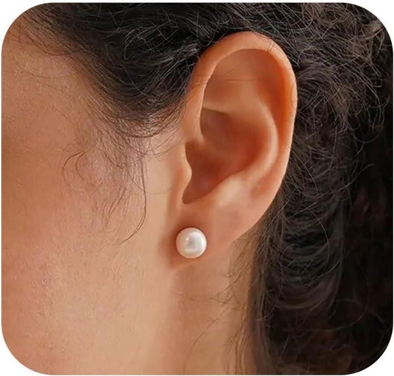 Perlen Ohrringe Damen Weiße Süßwasserperlen Stecker Gold Silber