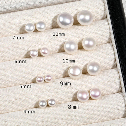 Perlen Ohrringe Damen 925 Silber Weiße Süßwasserperlen Ohrstecker Gold 6mm