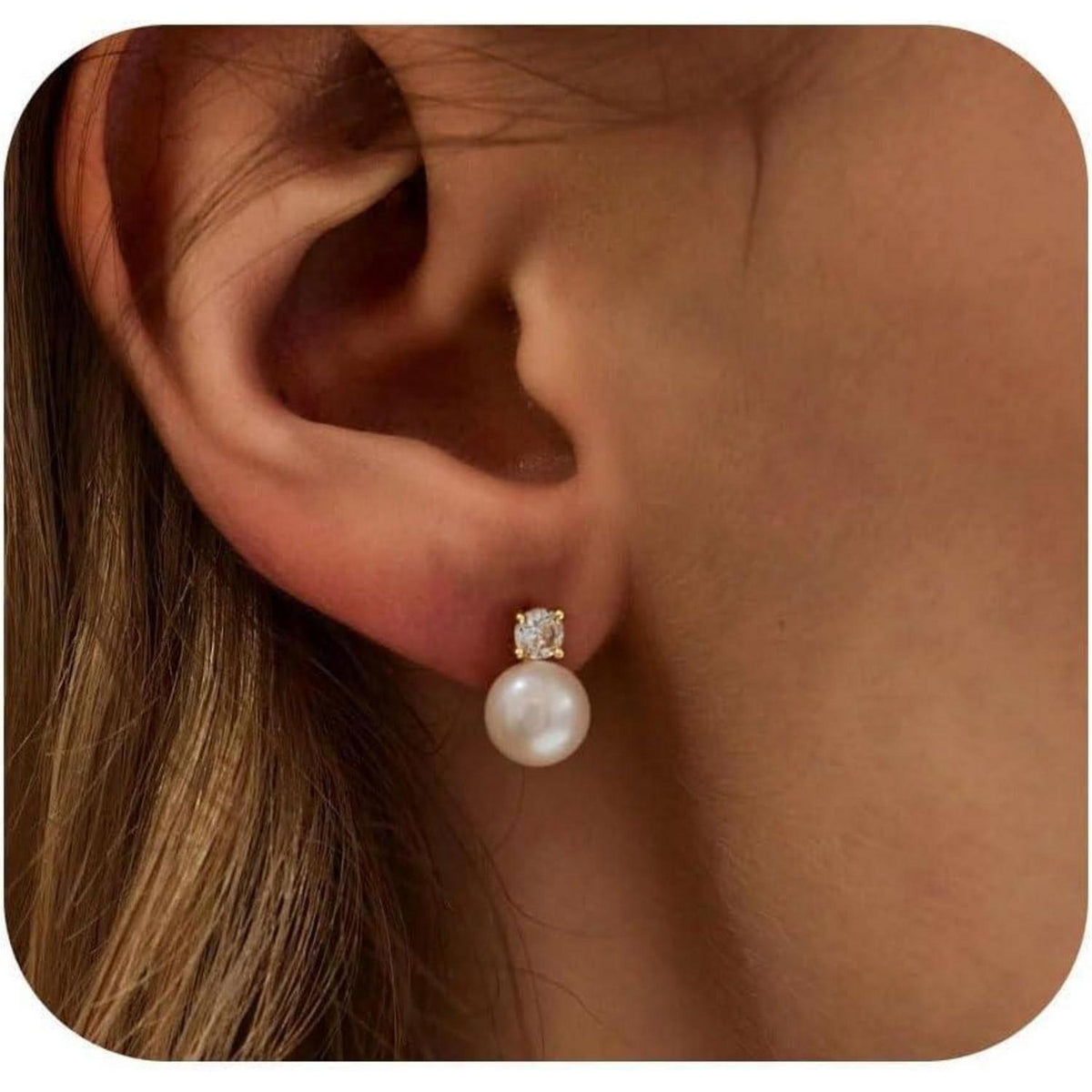 Perlen Ohrstecker 925 Silber Süßwasserperle Weiß B-Gold