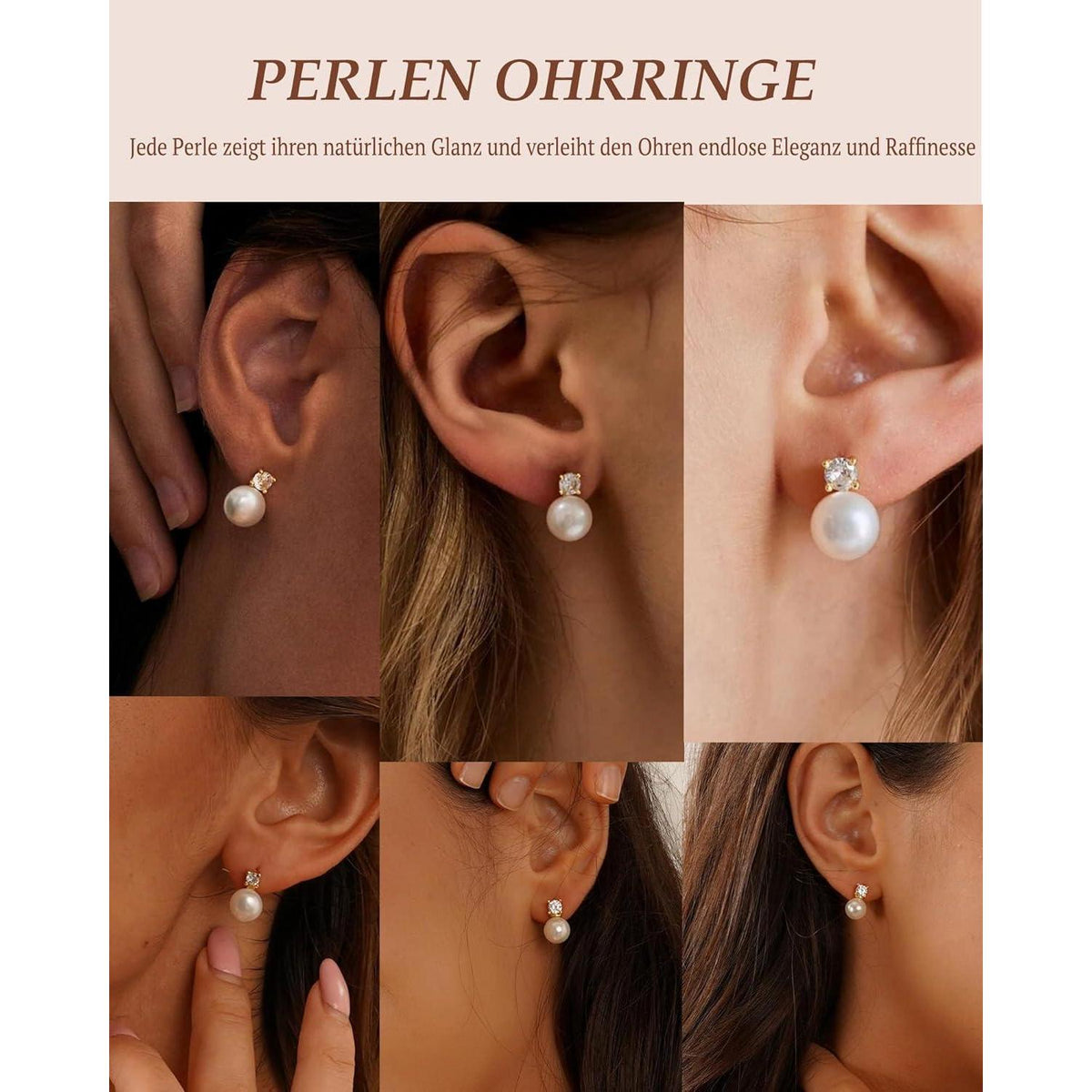 Perlen Ohrstecker 925 Silber Süßwasserperle Weiß B-Gold