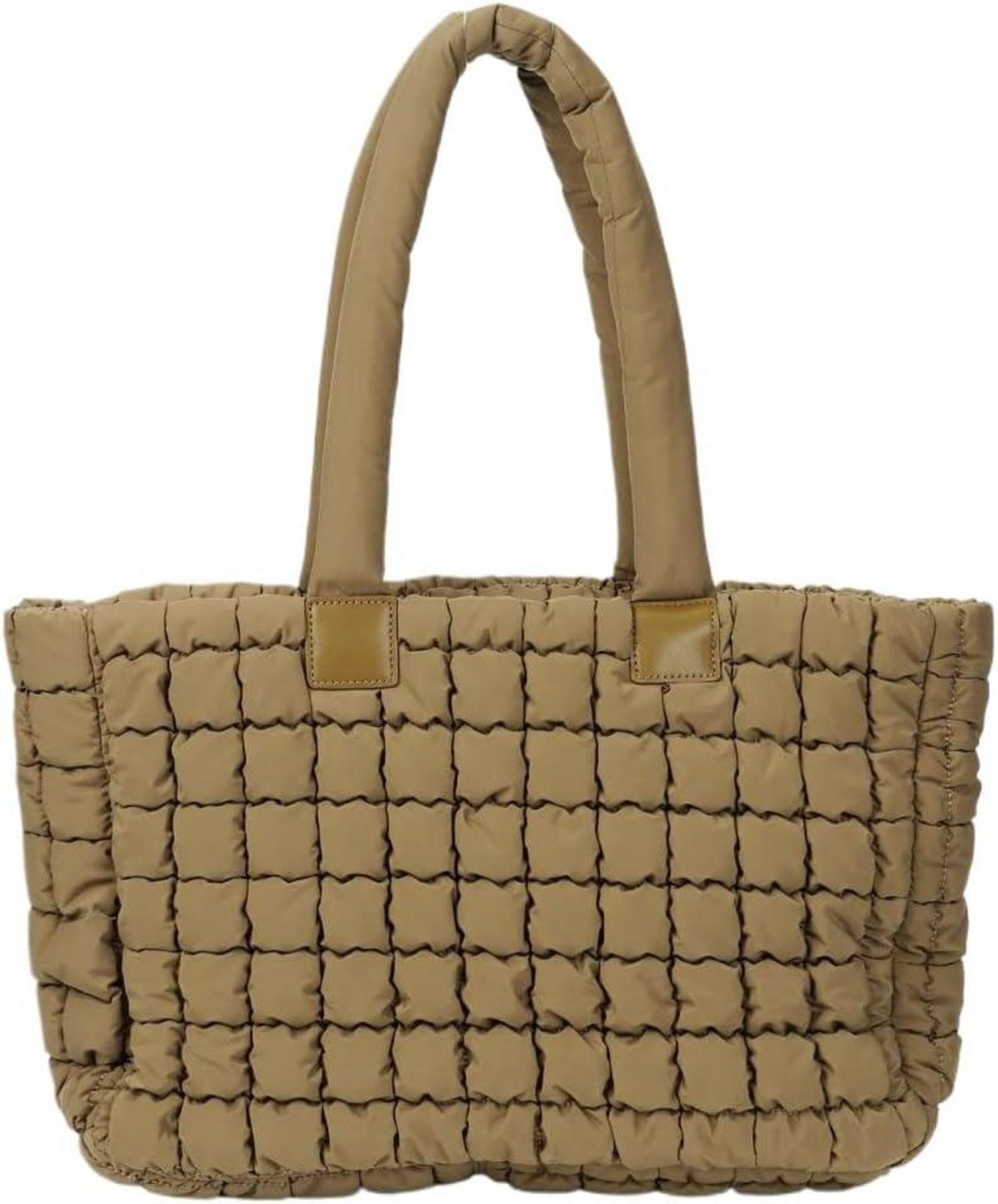 Große Puffer Tote Bag mit Steppmuster und Reißverschluss