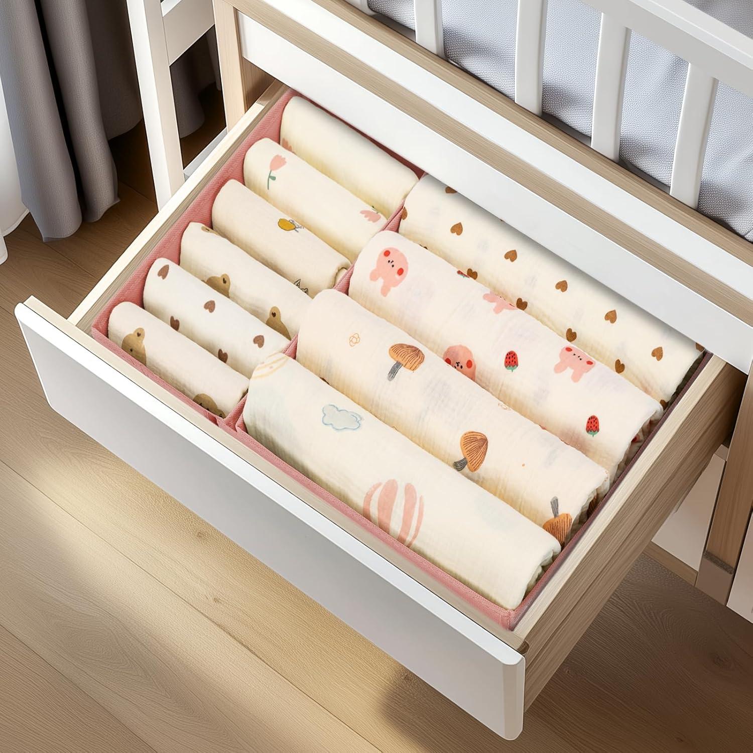 12er Pack Schubladen Organizer für Kleiderschrank in Rosa