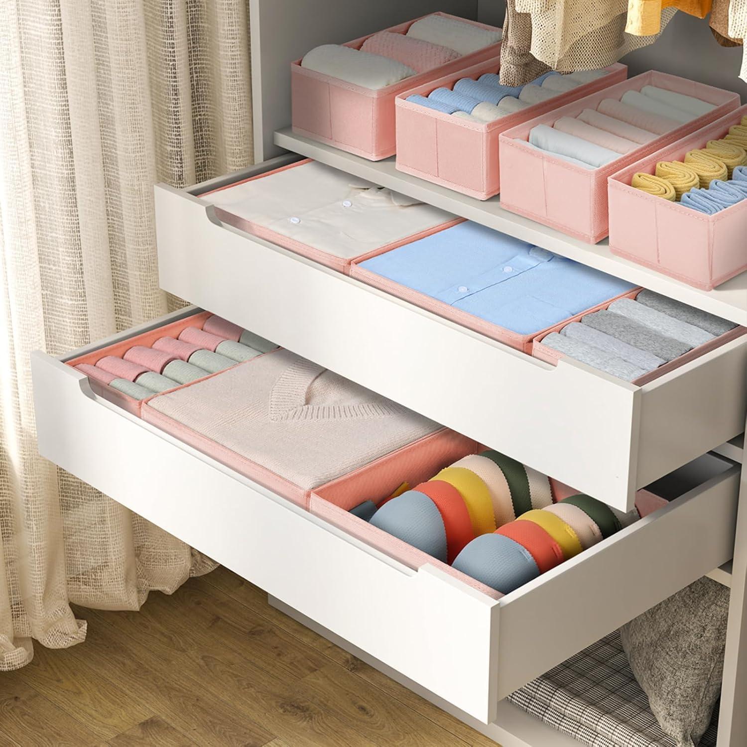 Schubladen Organizer 12er Pack Faltbare Box Kleiderschrank BH Socken Rosa
