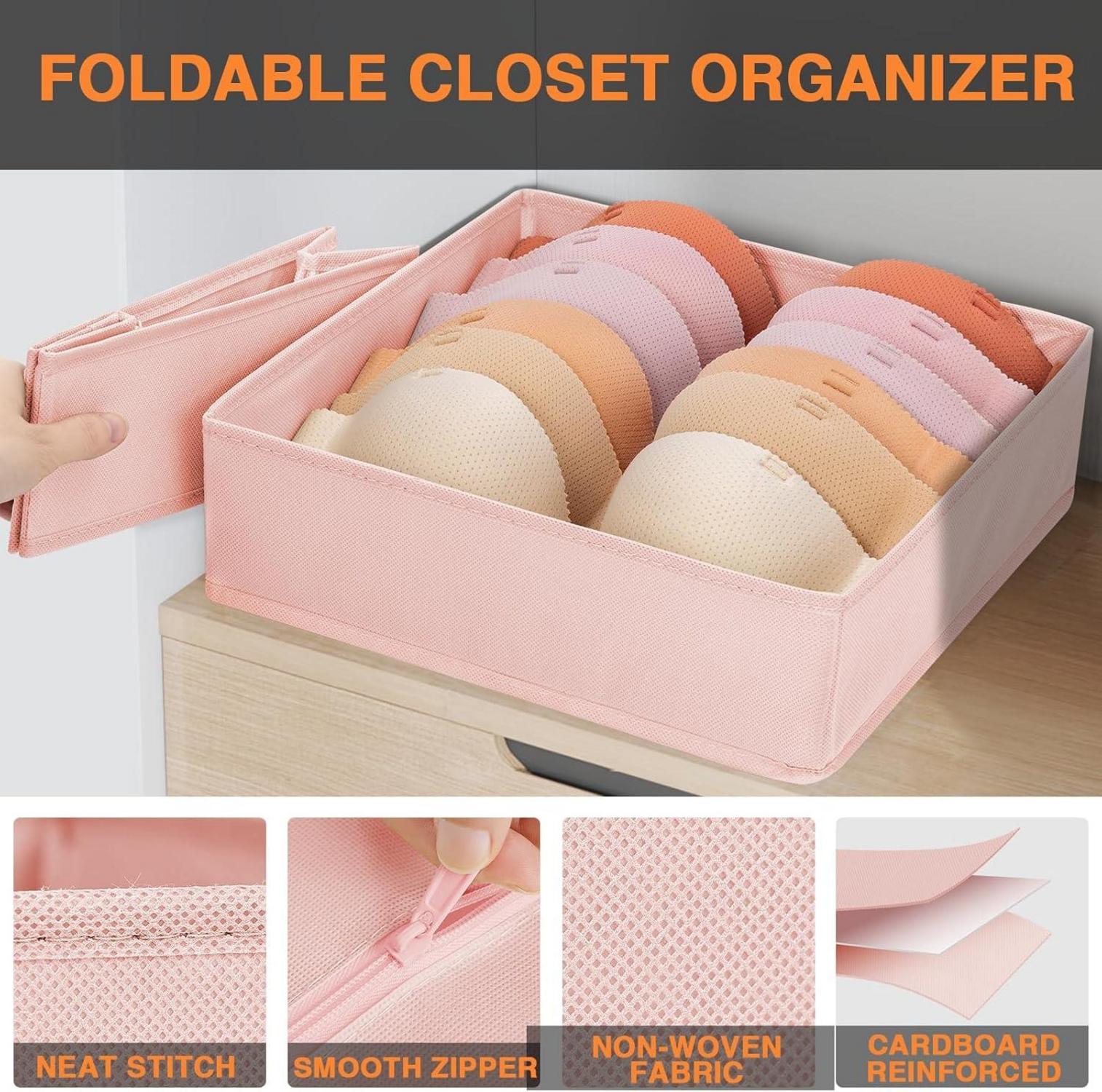Schubladen Organizer 12er Pack Faltbare Box Kleiderschrank BH Socken Rosa