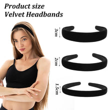 Schwarze Samt Haarreifen Set, 3 Stück, 1cm 2cm 3cm, Damen