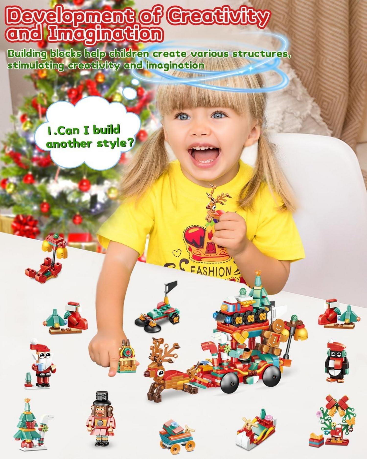 Adventskalender 2024 Kinder Bausteine Weihnachten Mini Blocks 12in1 Rot
