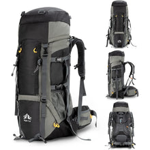 Wanderrucksack 70L atmungsaktiv für Trekking & Camping Schwarz