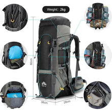 Wanderrucksack 70L atmungsaktiv für Trekking & Camping Schwarz
