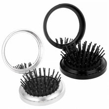 Mini Faltbare Reise-Haarbürsten Set Schwarz Silber