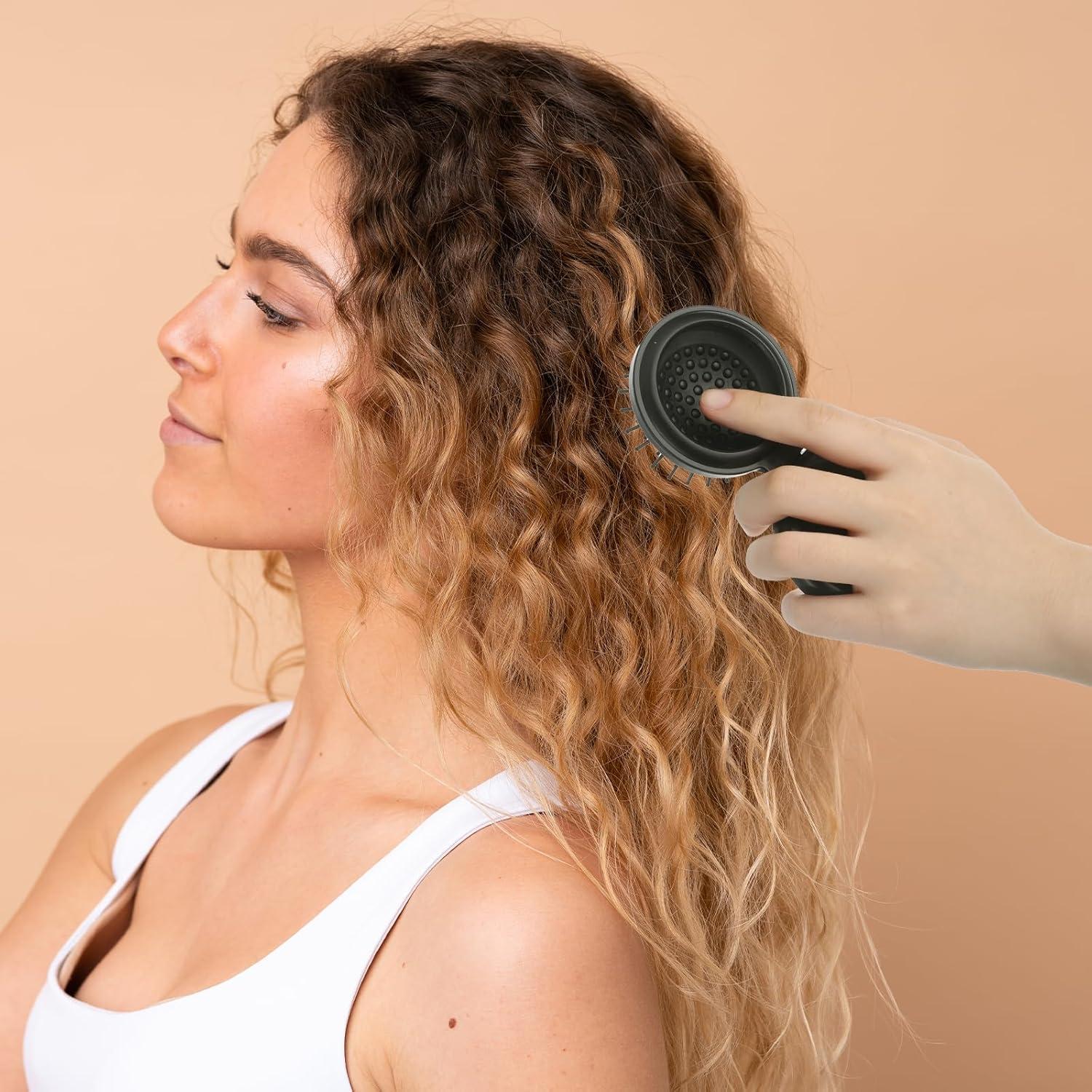 Mini Haarbürste Runde Tragbare Haarbürsten 2 Stück Schwarz Silber