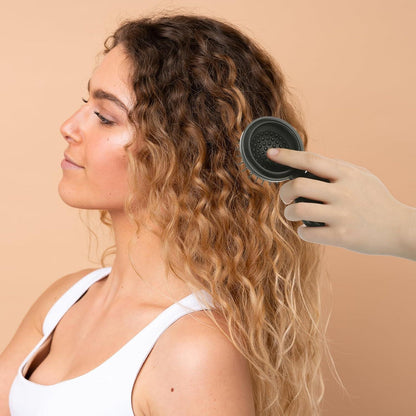 Mini Haarbürste Runde Tragbare Haarbürsten 2 Stück Schwarz Silber