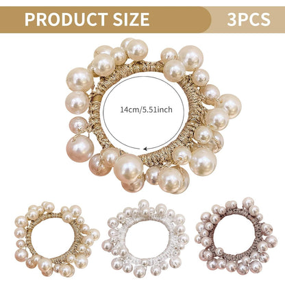 Perlen Haargummis Set Damen Mädchen Hochzeit Party Armband