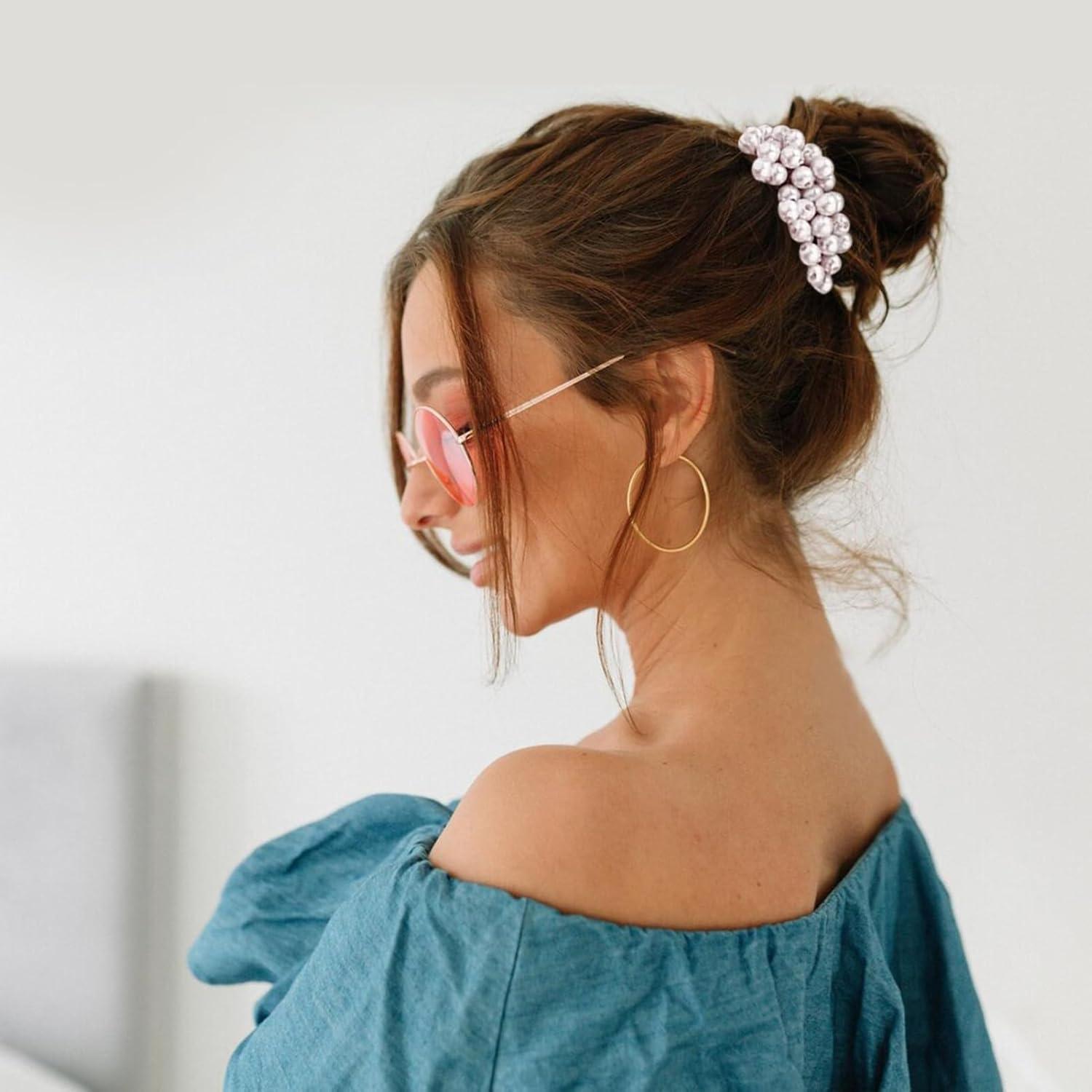 Perlen Haargummis Set Damen Mädchen Haarschmuck Volummi Scrunchies