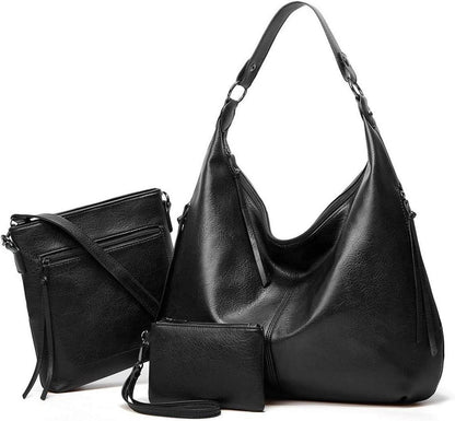 Pahajim Damen Leder Handtaschen Set Geldbörse Umhängetasche