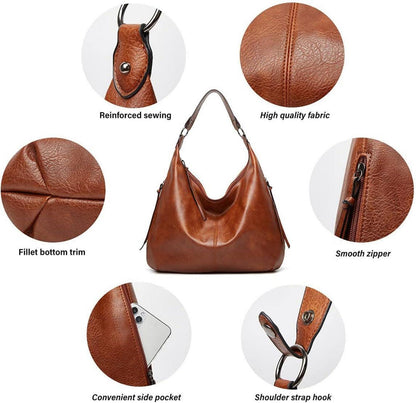 Handtasche Damen Leder Set Geldbörse Shopper Hobo Umhängetasche