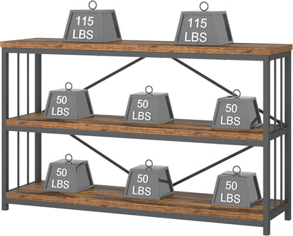 Konsolentisch Holz Flurtisch 3 Ebenen Industrie-Design 140x34x74cm