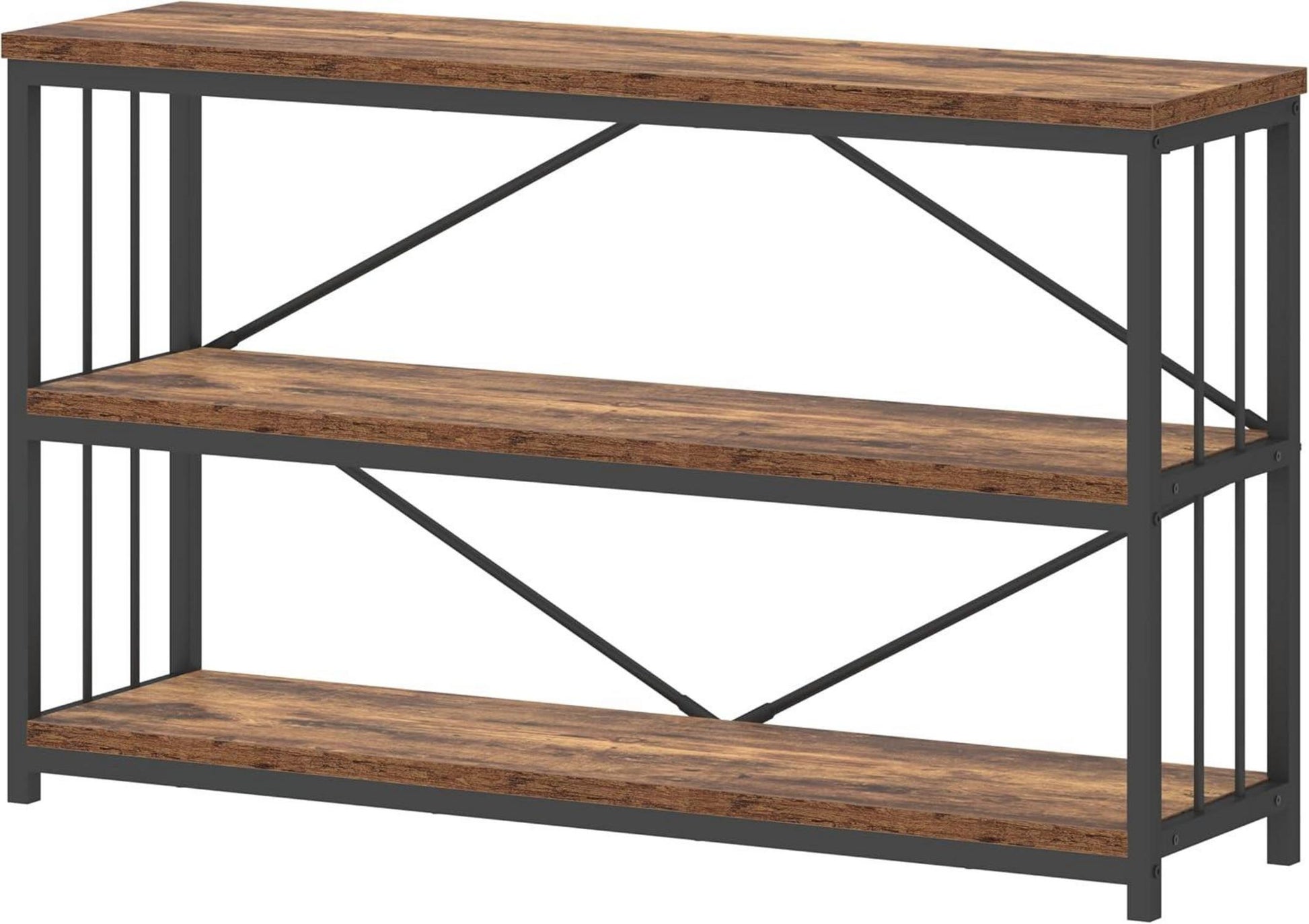 Konsolentisch Holz 3 Ebenen Industrie-Design 140x34x74 cm Schwarz
