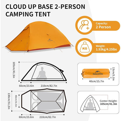 Leichtes 2-Personen Kuppelzelt für Camping & Trekking, Orange