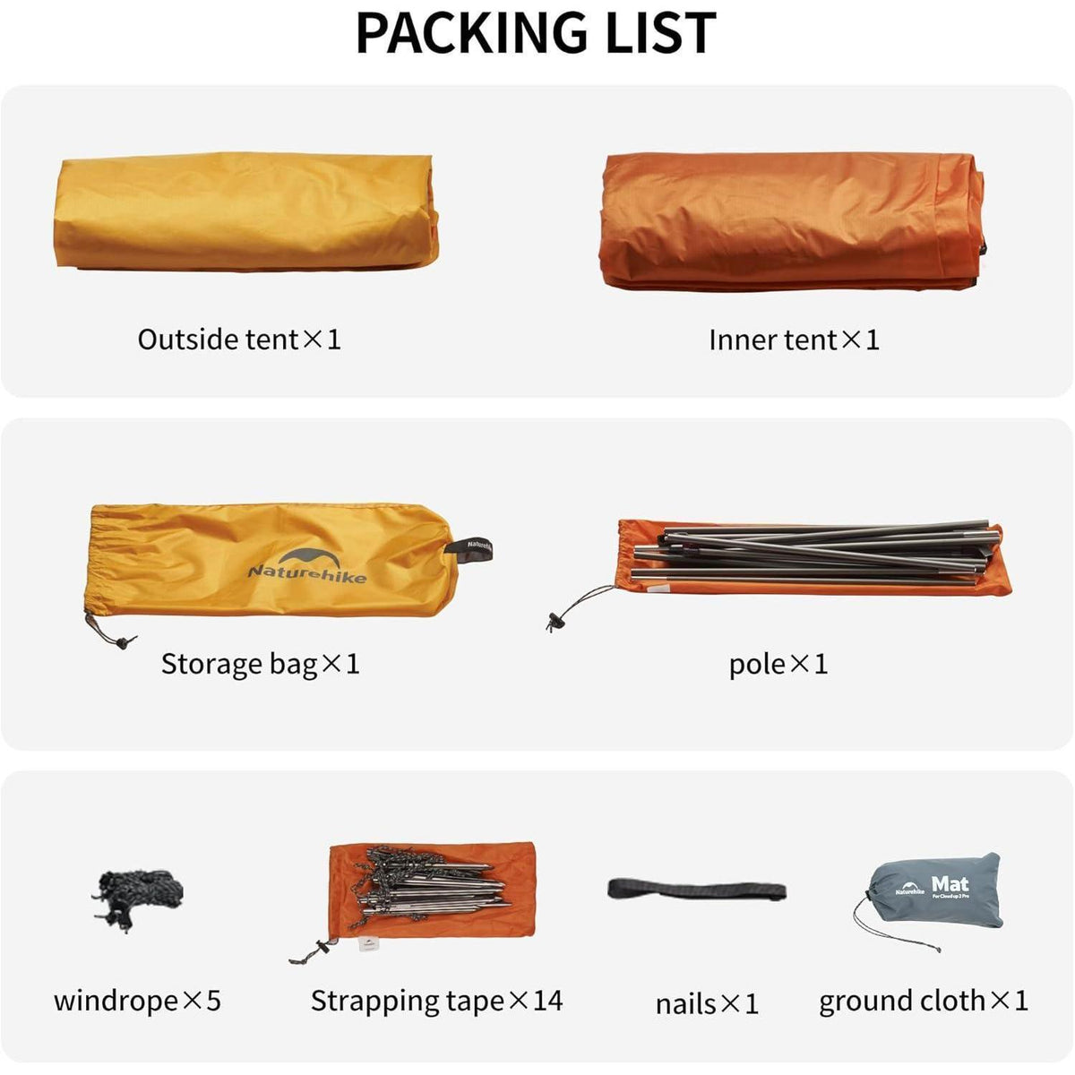 Leichtes 2-Personen Kuppelzelt für Camping & Trekking, Orange