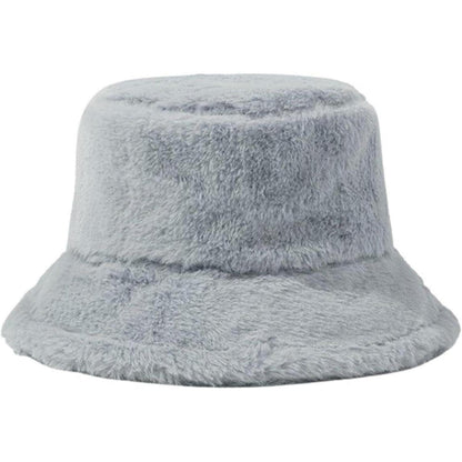 Flauschige Winter Fischerhut Damen Grau – Warm & Verstellbar
