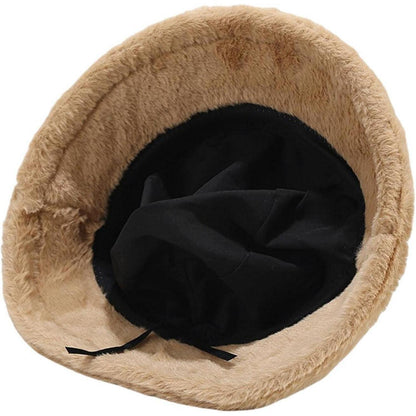Flauschige Winter Fischerhut Damen Beige