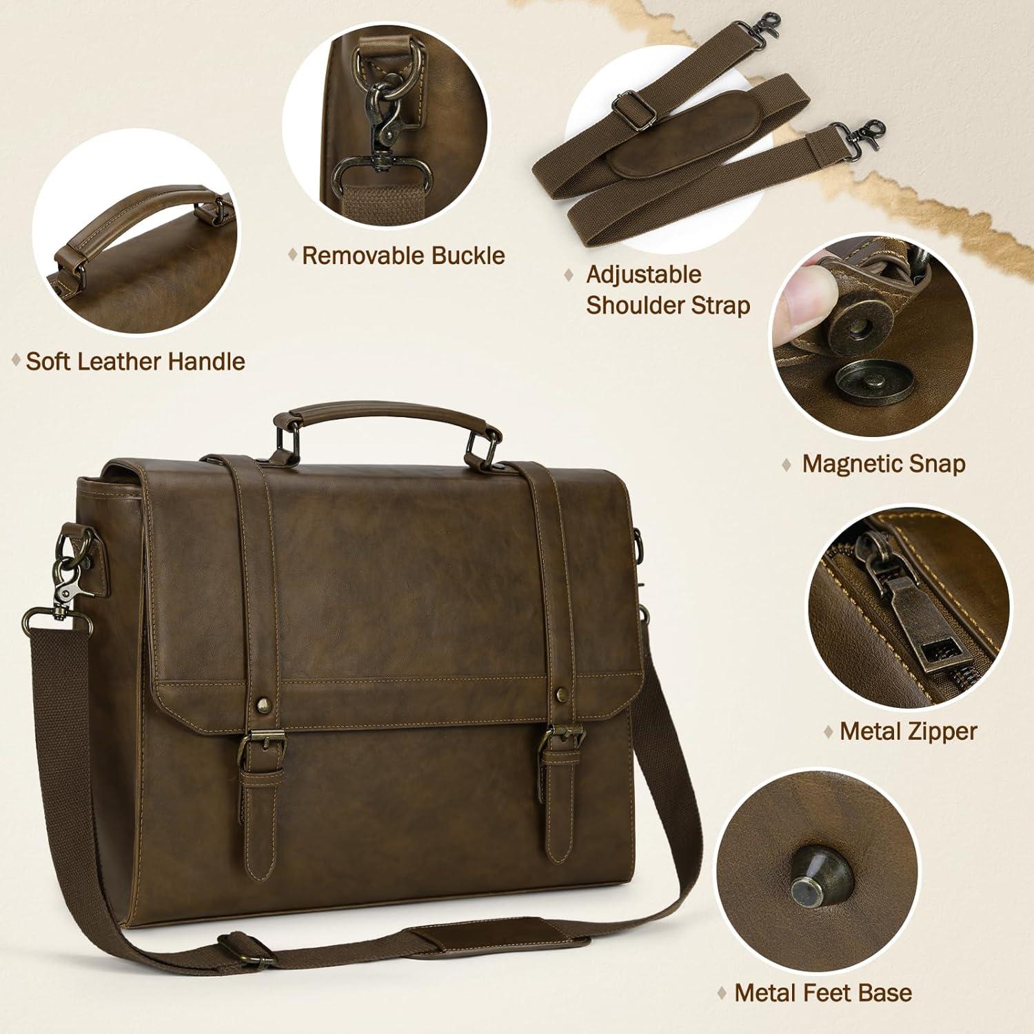 Herren Laptoptasche Wasserdicht 15,6 Zoll Vintage Messenger Bag