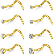 Nasenpiercing Set 20G 18G Chirurgenstahl Ringe Kristall Gold