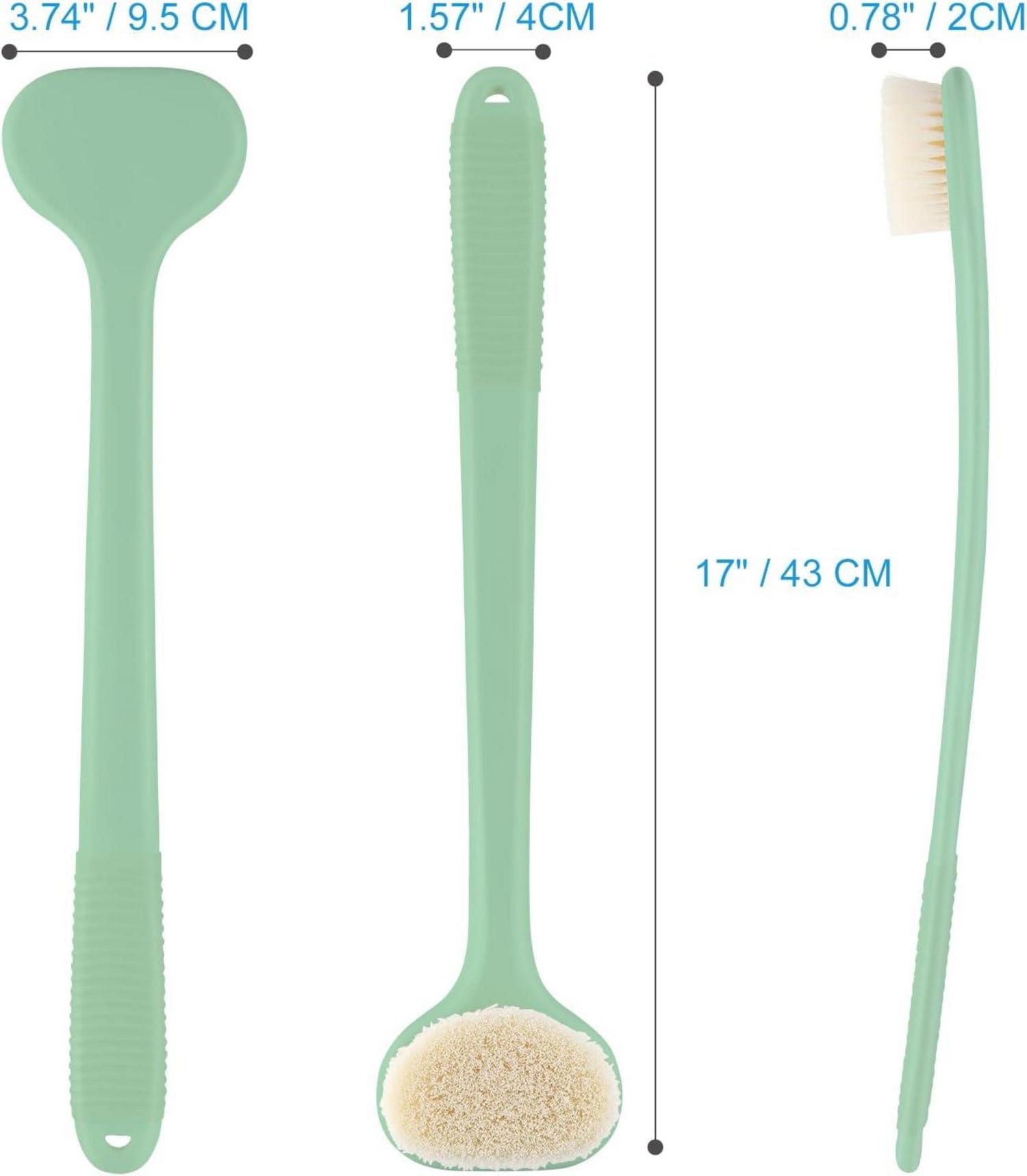 Rückenbürste für die Dusche 43 cm langer Griff Erbsengrün